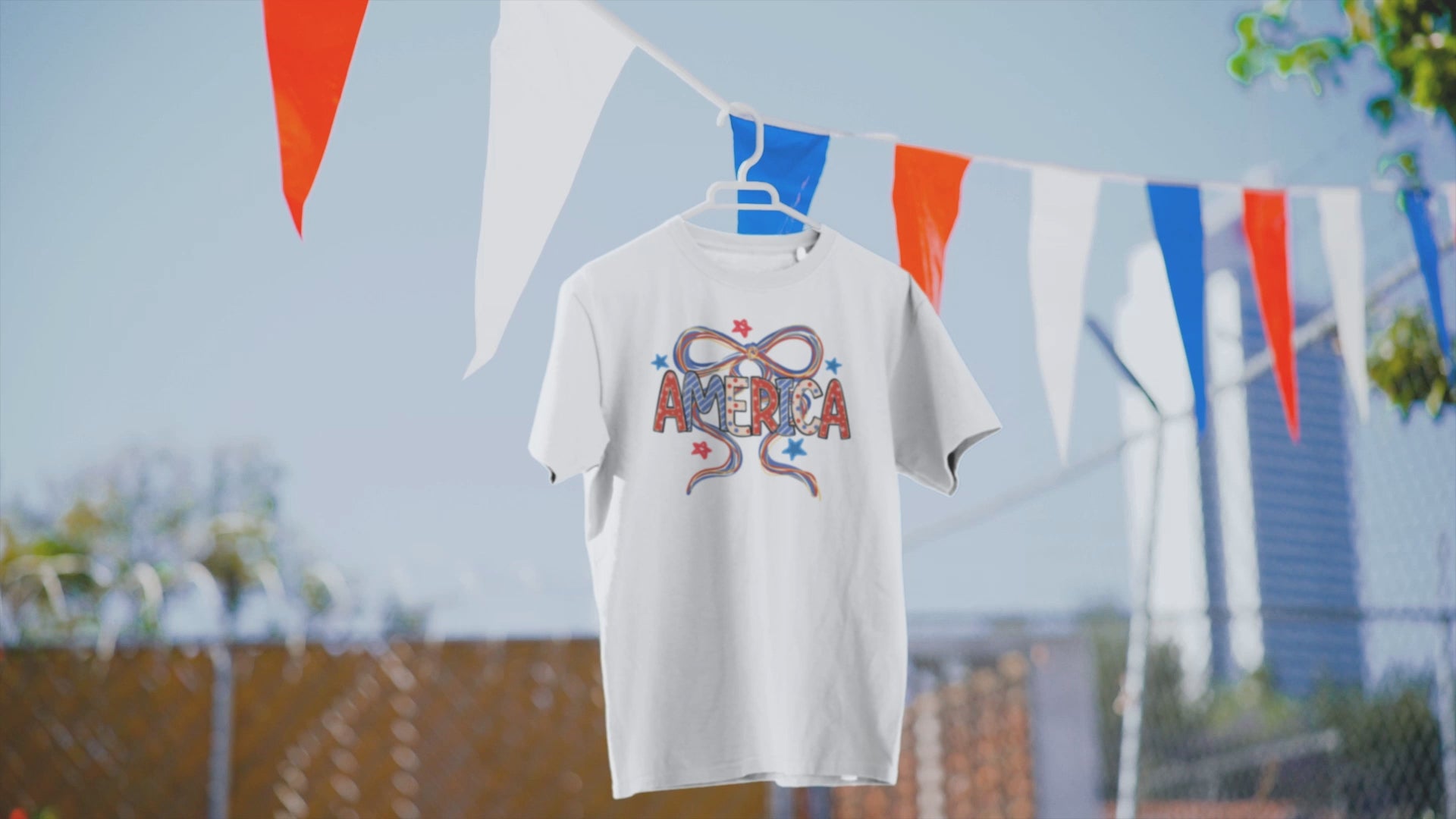 Preppy America Coquette Tee | Patriotic Bow Graphic T-Shirt