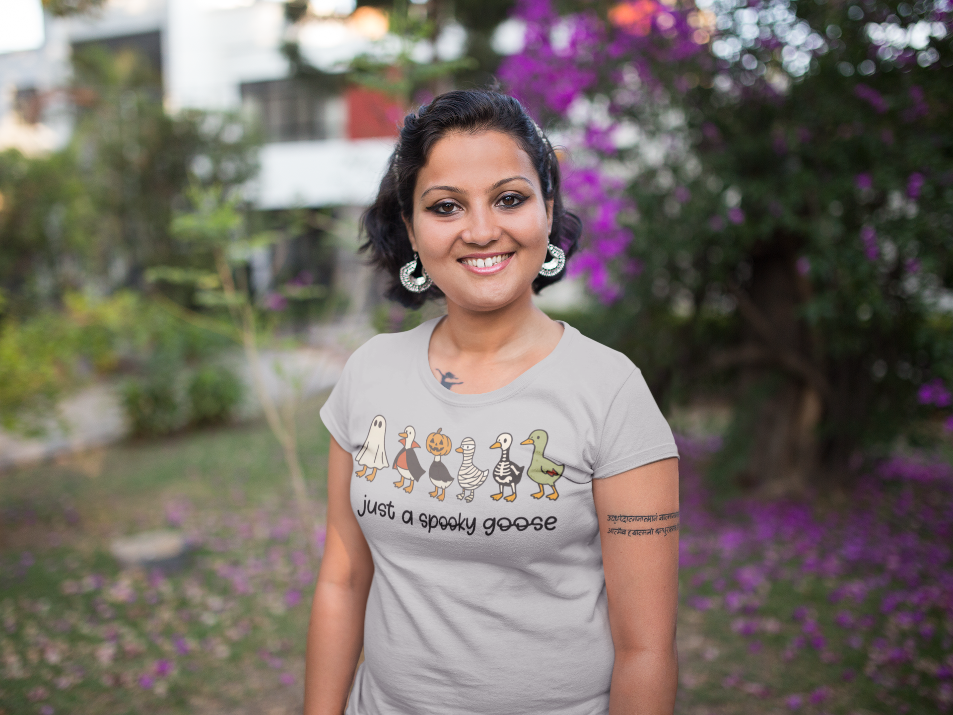 Just a Spooky Goose Halloween Shirt Comfort Colors Funny Fall Tee